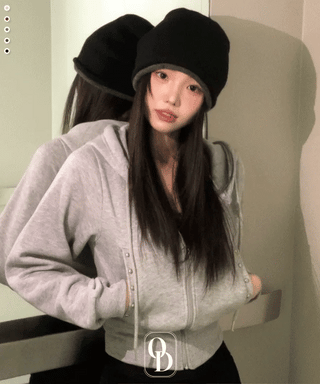 Kikimi Rivet Fleece Stud Wide Shibori Hooded Zip-Up
