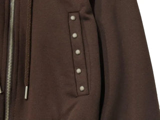 Kikimi Rivet Fleece Stud Wide Shibori Hooded Zip-Up