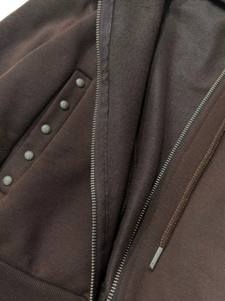 Kikimi Rivet Fleece Stud Wide Shibori Hooded Zip-Up