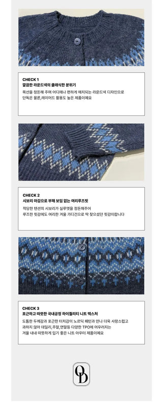 Honoa Vintage Winter Nordic Loose Fit Button Knit Cardigan
