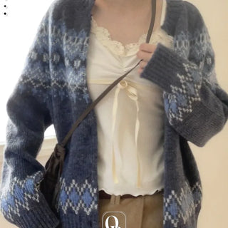 Honoa Vintage Winter Nordic Loose Fit Button Knit Cardigan