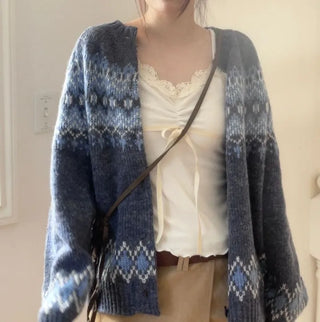 Honoa Vintage Winter Nordic Loose Fit Button Knit Cardigan