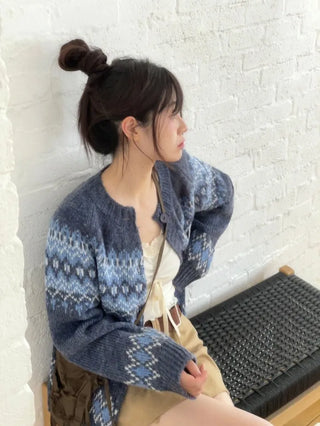 Honoa Vintage Winter Nordic Loose Fit Button Knit Cardigan