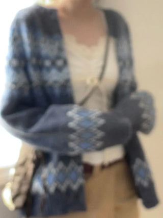 Honoa Vintage Winter Nordic Loose Fit Button Knit Cardigan