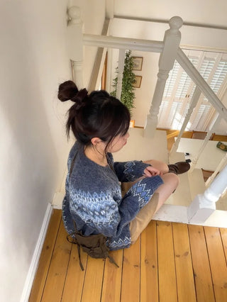 Honoa Vintage Winter Nordic Loose Fit Button Knit Cardigan