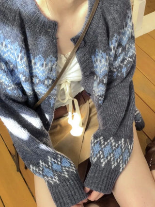 Honoa Vintage Winter Nordic Loose Fit Button Knit Cardigan