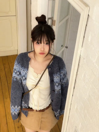 Honoa Vintage Winter Nordic Loose Fit Button Knit Cardigan