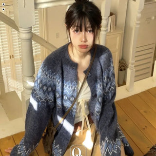 Honoa Vintage Winter Nordic Loose Fit Button Knit Cardigan