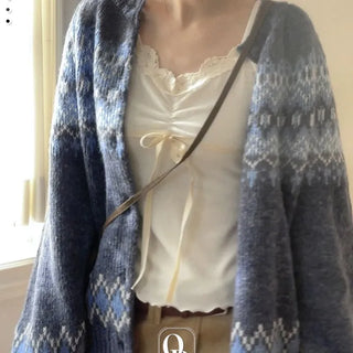 Honoa Vintage Winter Nordic Loose Fit Button Knit Cardigan