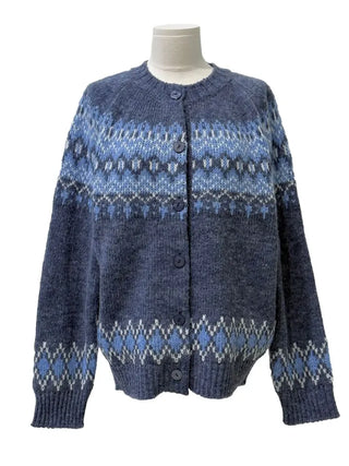 Honoa Vintage Winter Nordic Loose Fit Button Knit Cardigan