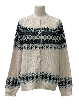 Honoa Vintage Winter Nordic Loose Fit Button Knit Cardigan