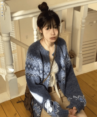Honoa Vintage Winter Nordic Loose Fit Button Knit Cardigan