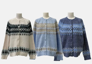 Honoa Vintage Winter Nordic Loose Fit Button Knit Cardigan
