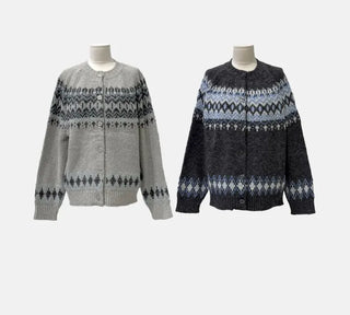 Honoa Vintage Winter Nordic Loose Fit Button Knit Cardigan