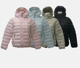 Snow candy pastel soft warm volume patch high neck zip-up hood string wellon lightweight padding