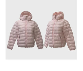 Snow candy pastel soft warm volume patch high neck zip-up hood string wellon lightweight padding