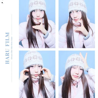 Snow candy pastel soft warm volume patch high neck zip-up hood string wellon lightweight padding
