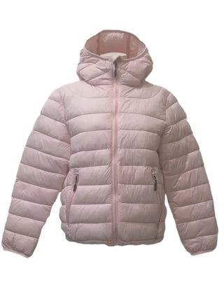 Snow candy pastel soft warm volume patch high neck zip-up hood string wellon lightweight padding