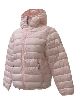 Snow candy pastel soft warm volume patch high neck zip-up hood string wellon lightweight padding