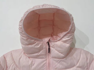 Snow candy pastel soft warm volume patch high neck zip-up hood string wellon lightweight padding