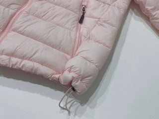 Snow candy pastel soft warm volume patch high neck zip-up hood string wellon lightweight padding