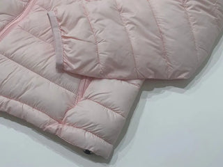 Snow candy pastel soft warm volume patch high neck zip-up hood string wellon lightweight padding