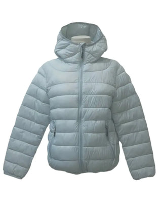 Snow candy pastel soft warm volume patch high neck zip-up hood string wellon lightweight padding