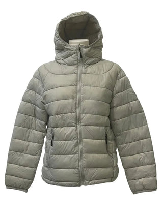 Snow candy pastel soft warm volume patch high neck zip-up hood string wellon lightweight padding