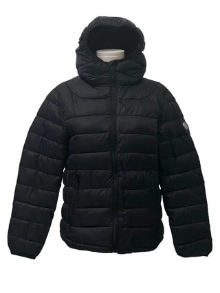 Snow candy pastel soft warm volume patch high neck zip-up hood string wellon lightweight padding
