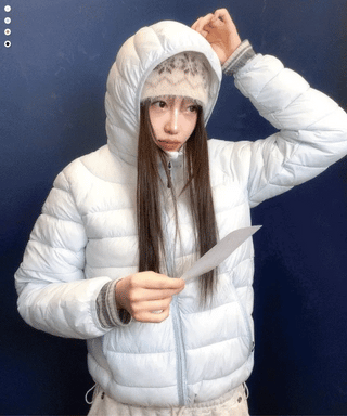 Snow candy pastel soft warm volume patch high neck zip-up hood string wellon lightweight padding