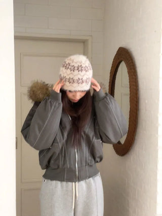 Warmer vintage two-way avant-garde fit fur detachable nightwear padded shibori jumper