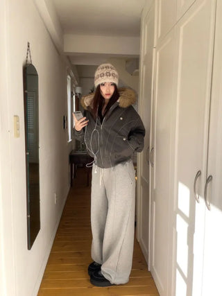 Warmer vintage two-way avant-garde fit fur detachable nightwear padded shibori jumper