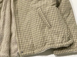 Breeze Latte two-tone check fleece high-neck collar neck two-way loose-fit padded jumper