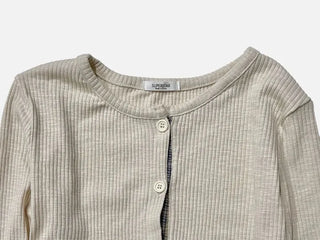 Kinu Checked Color Block Layered Golji Knit Cardigan