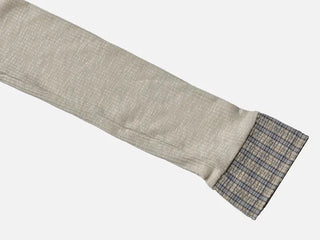 Kinu Checked Color Block Layered Golji Knit Cardigan