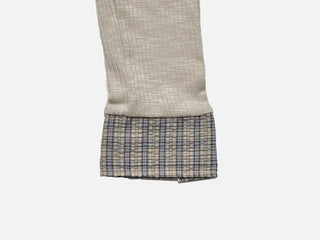 Kinu Checked Color Block Layered Golji Knit Cardigan