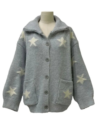 Suzunu Karaneck Avangue Loose Fit Star Knit Cardigan