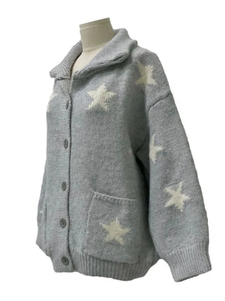 Suzunu Karaneck Avangue Loose Fit Star Knit Cardigan