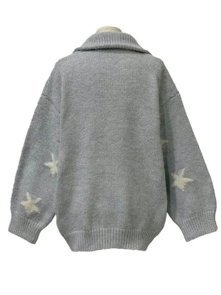 Suzunu Karaneck Avangue Loose Fit Star Knit Cardigan