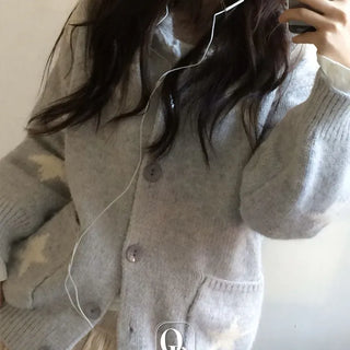 Suzunu Karaneck Avangue Loose Fit Star Knit Cardigan