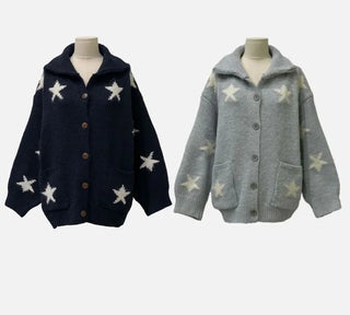 Suzunu Karaneck Avangue Loose Fit Star Knit Cardigan
