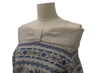 Yurana Nordic Ribbon Off-Shoulder Shibori Wool Knit