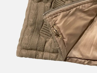 Snowy twisted cable knit hooded padded vest