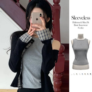 Haren round neck spandex basic sleeveless t-shirt