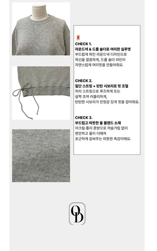 Fleury Ribbon Round Neck A-Line Loose Fit Wool Knit