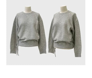 Fleury Ribbon Round Neck A-Line Loose Fit Wool Knit