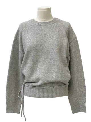 Fleury Ribbon Round Neck A-Line Loose Fit Wool Knit