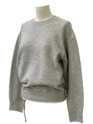 Fleury Ribbon Round Neck A-Line Loose Fit Wool Knit