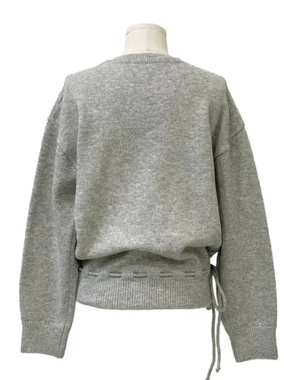Fleury Ribbon Round Neck A-Line Loose Fit Wool Knit