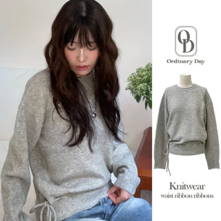Fleury Ribbon Round Neck A-Line Loose Fit Wool Knit